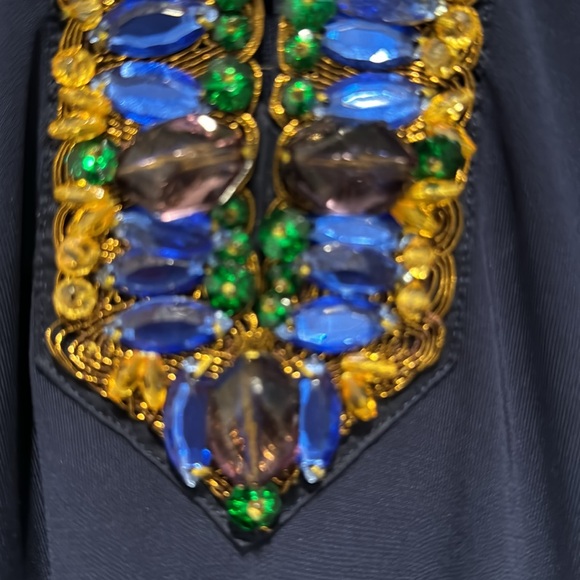 Tory Burch Navy dress with unique colored jewel collar. Size medium. - Picture 3 of 4